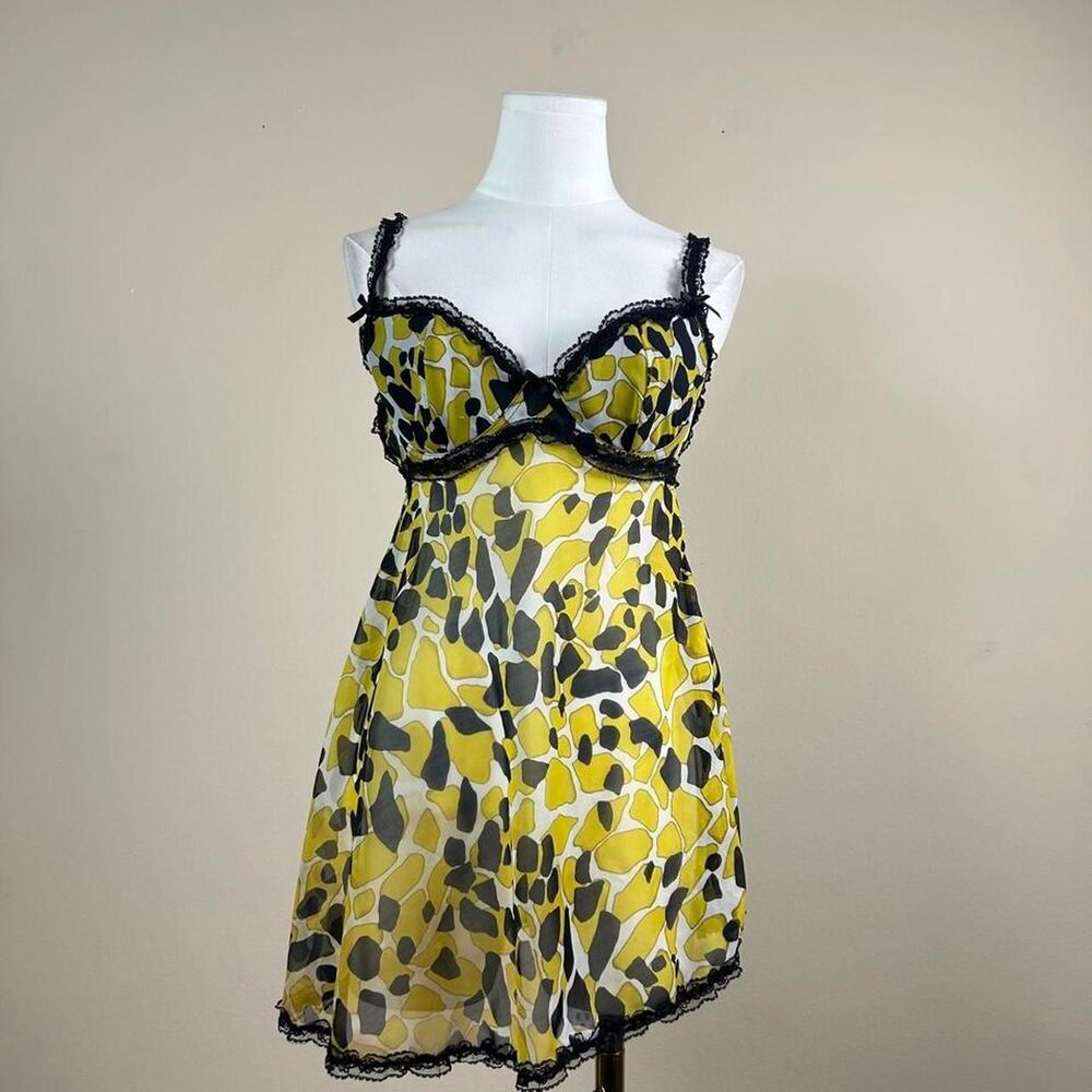 Pink K Yellow + Black Lacy Dark Coquette Slip Dress